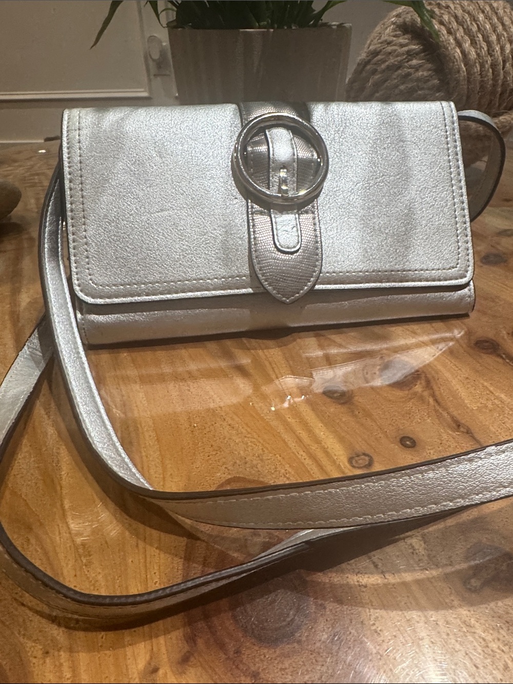 Circus by Sam Edelman Metallic Silver Buckle Crossbody